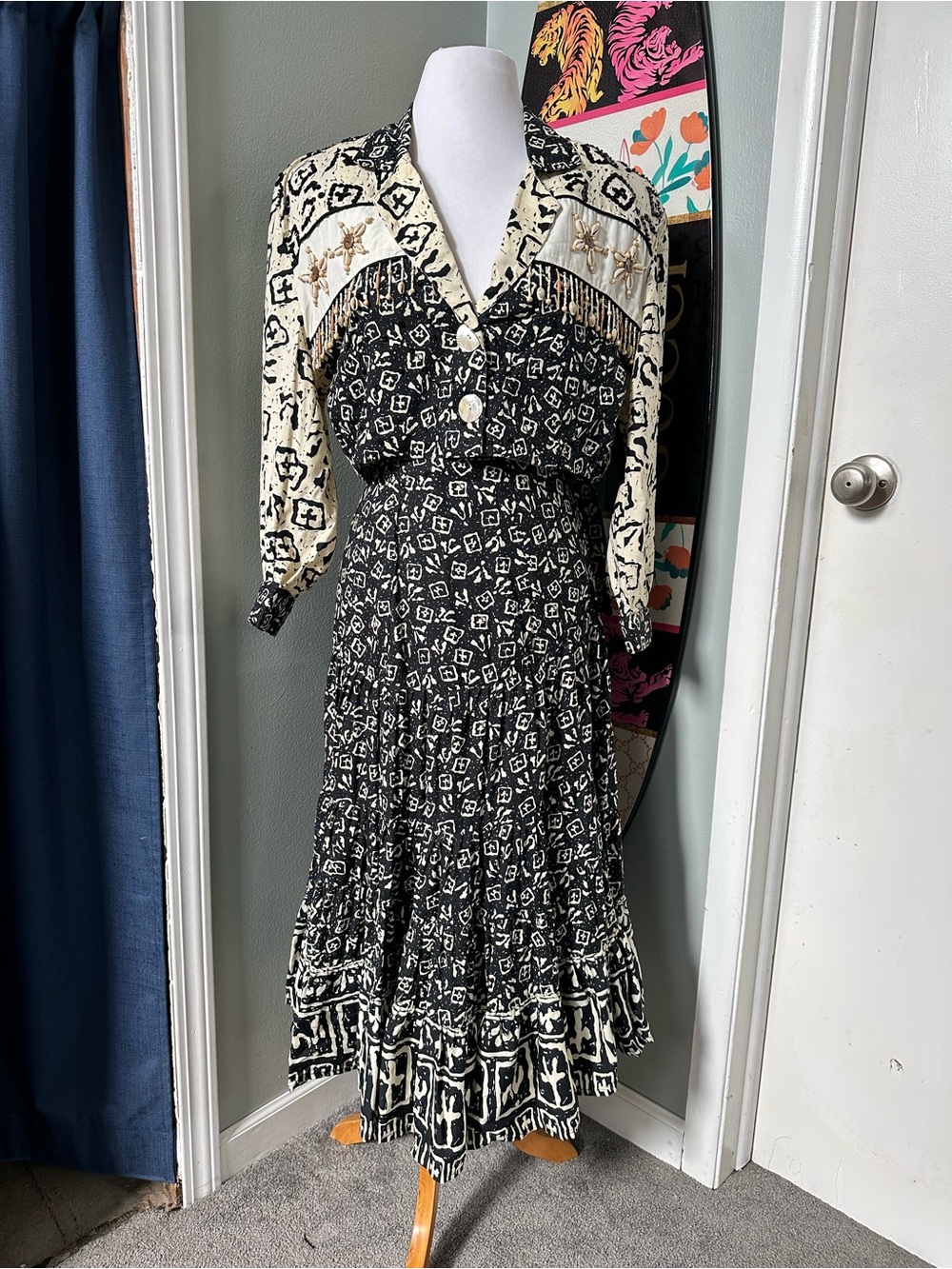 Vintage Faith African Tribal Shell Beaded Embellished Jacket & Wrap Skirt Set